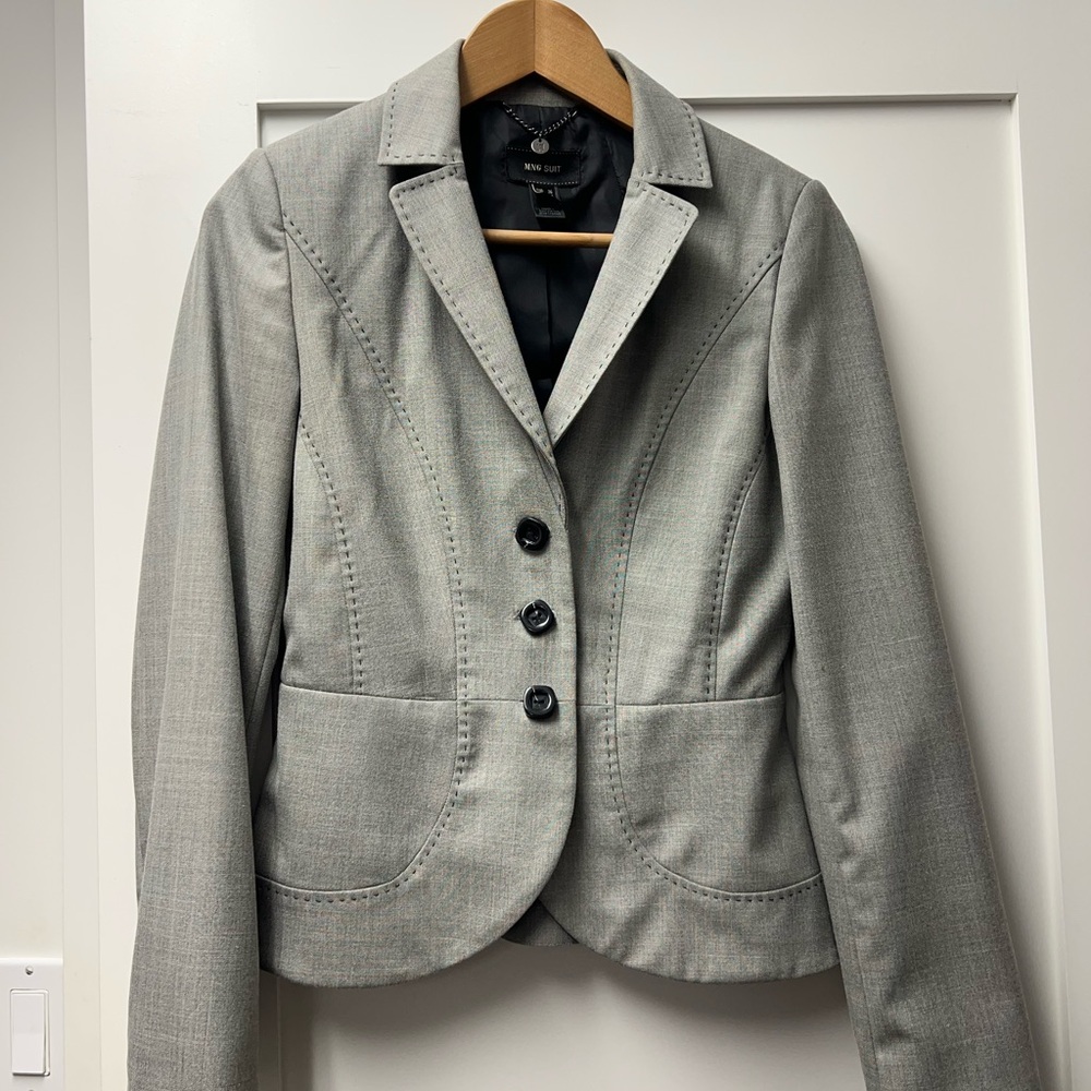 Mango Light Gray Women's Blazer & Pencil Skirt